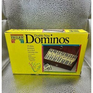 Pavilion Dominos Game in Box and Case 1992 Counted Vintage Fun Gift Elderly Kids
